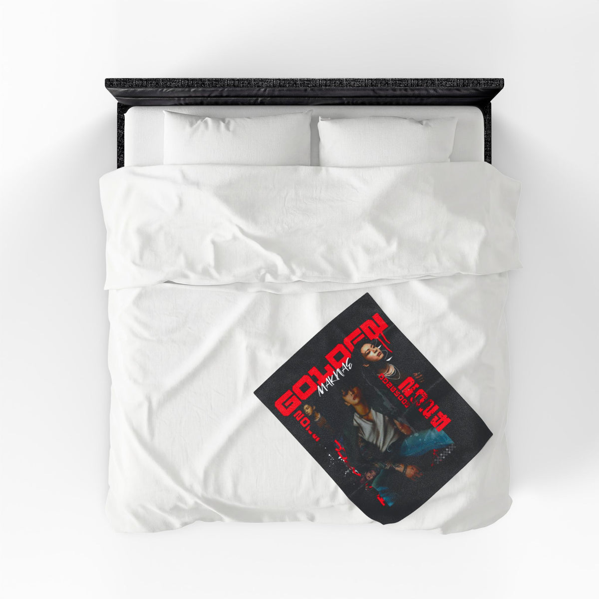 Jungkook Band Velveteen Plush Blanket – 'Golden' Graphic Throw