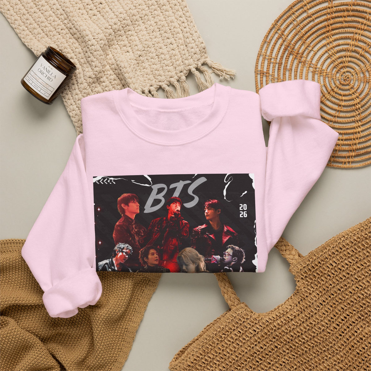 K-Pop Graphic Crewneck Sweatshirt — BTS Aesthetic Fan Design