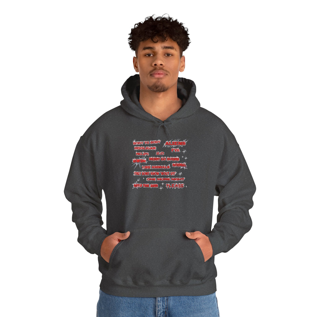 BTS Text Graphic Hoodie —  Red Script Sweatshirt
