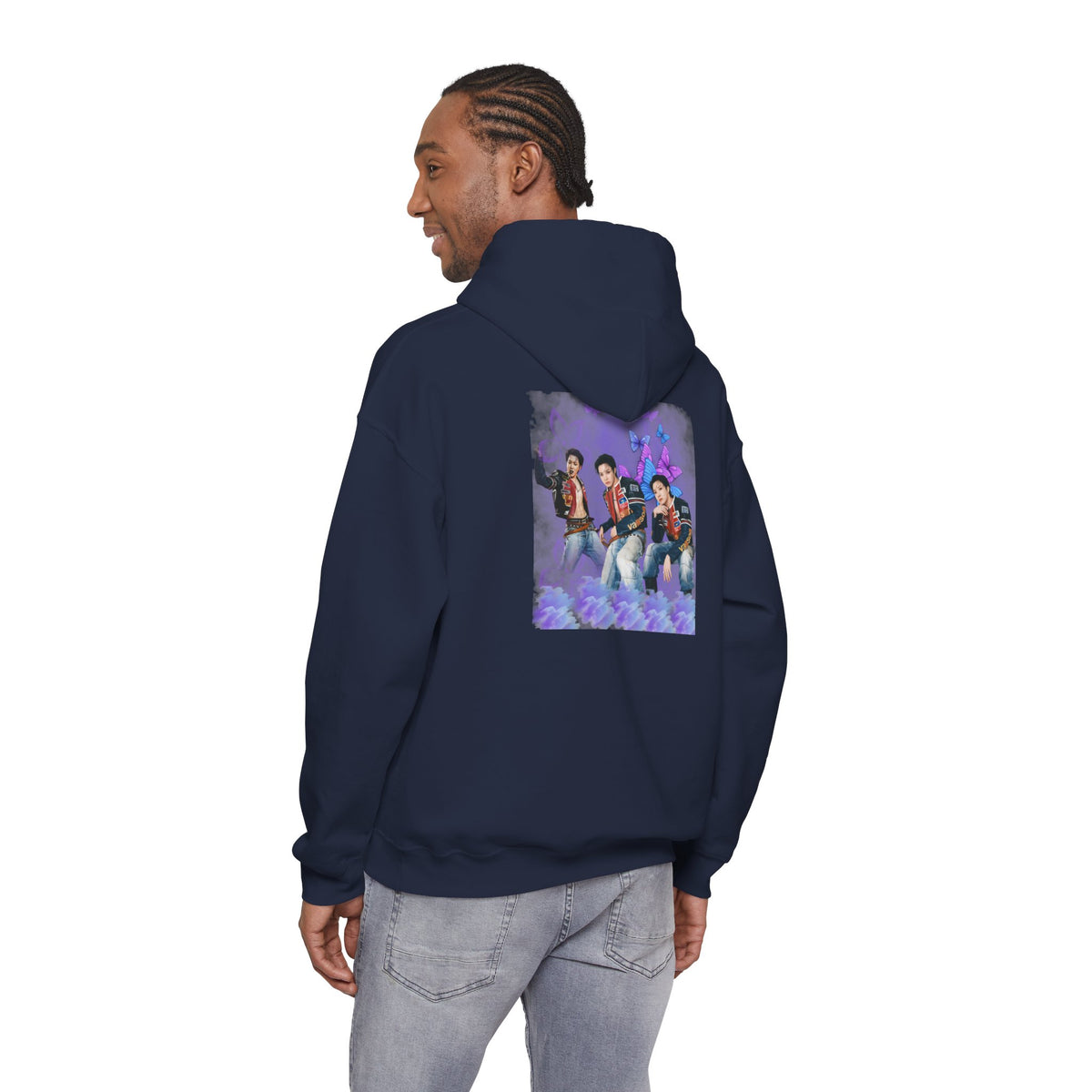 JHOPE Photo Hoodie — Purple Watercolor Floral Crew Sweatshirt