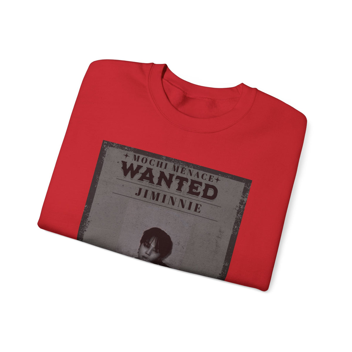Wanted Poster Crewneck Sweatshirt — 'WANTED: Jiminie' Vintage K-Pop Graphic
