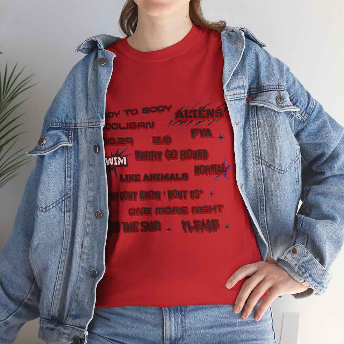 BTS ARIRANG Graphic Tee — Distorted Red Text Band Shirt