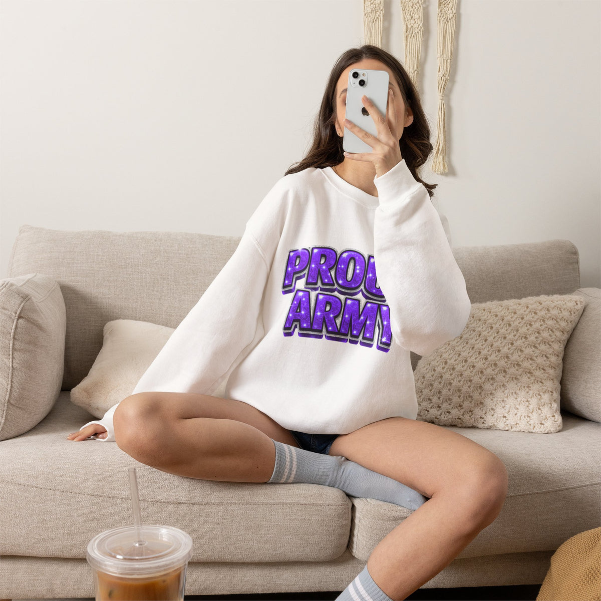 Proud Army Crewneck Sweatshirt — Support Pullover