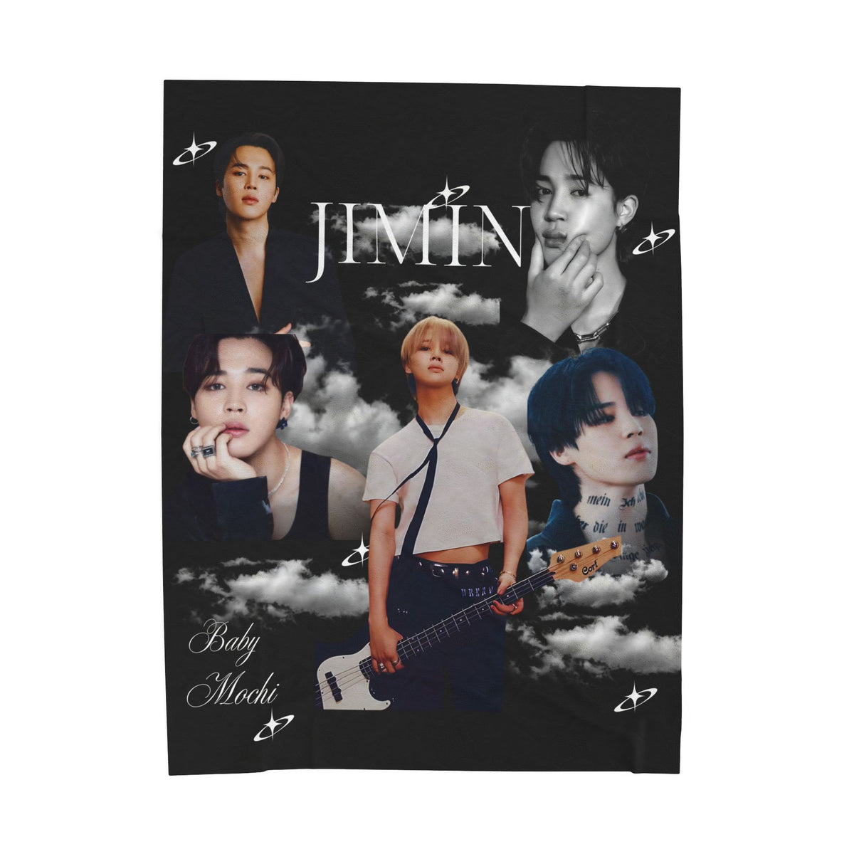 Velveteen Plush Blanket — Jimin Photo Collage Fleece Throw