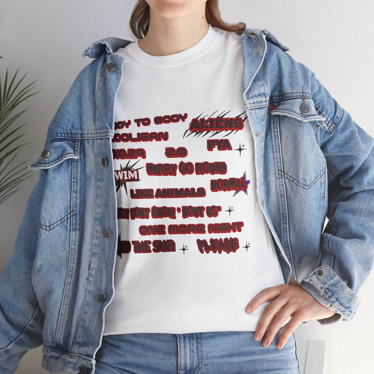 BTS ARIRANG Graphic Tee — Distorted Red Text Band Shirt