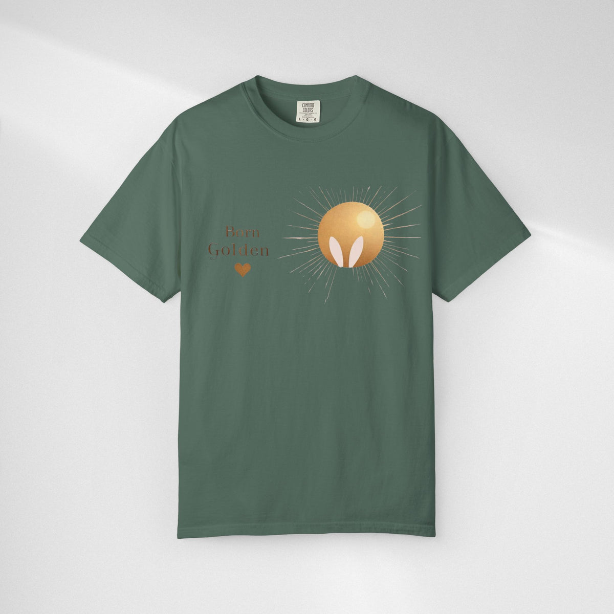 JK Born Golden Tee — Minimal Sun Badge Graphic T-Shirt
