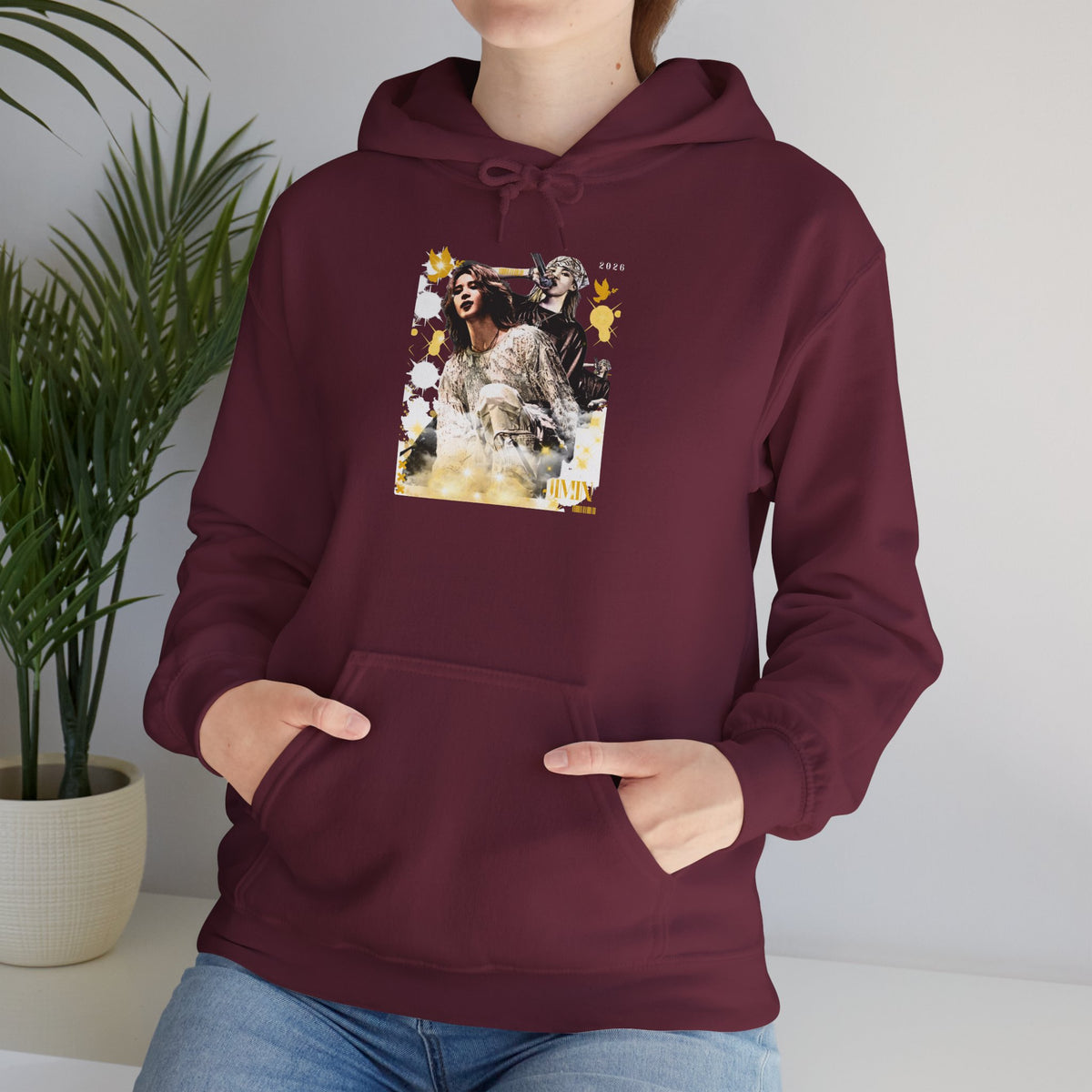 Jimin 95 Hoodie — K-Pop Fan Pullover with Photo Collage Front & Graphic Back