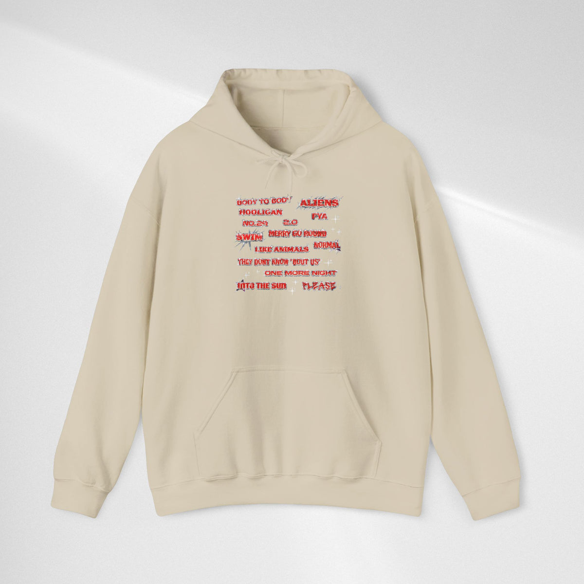 BTS Text Graphic Hoodie —  Red Script Sweatshirt