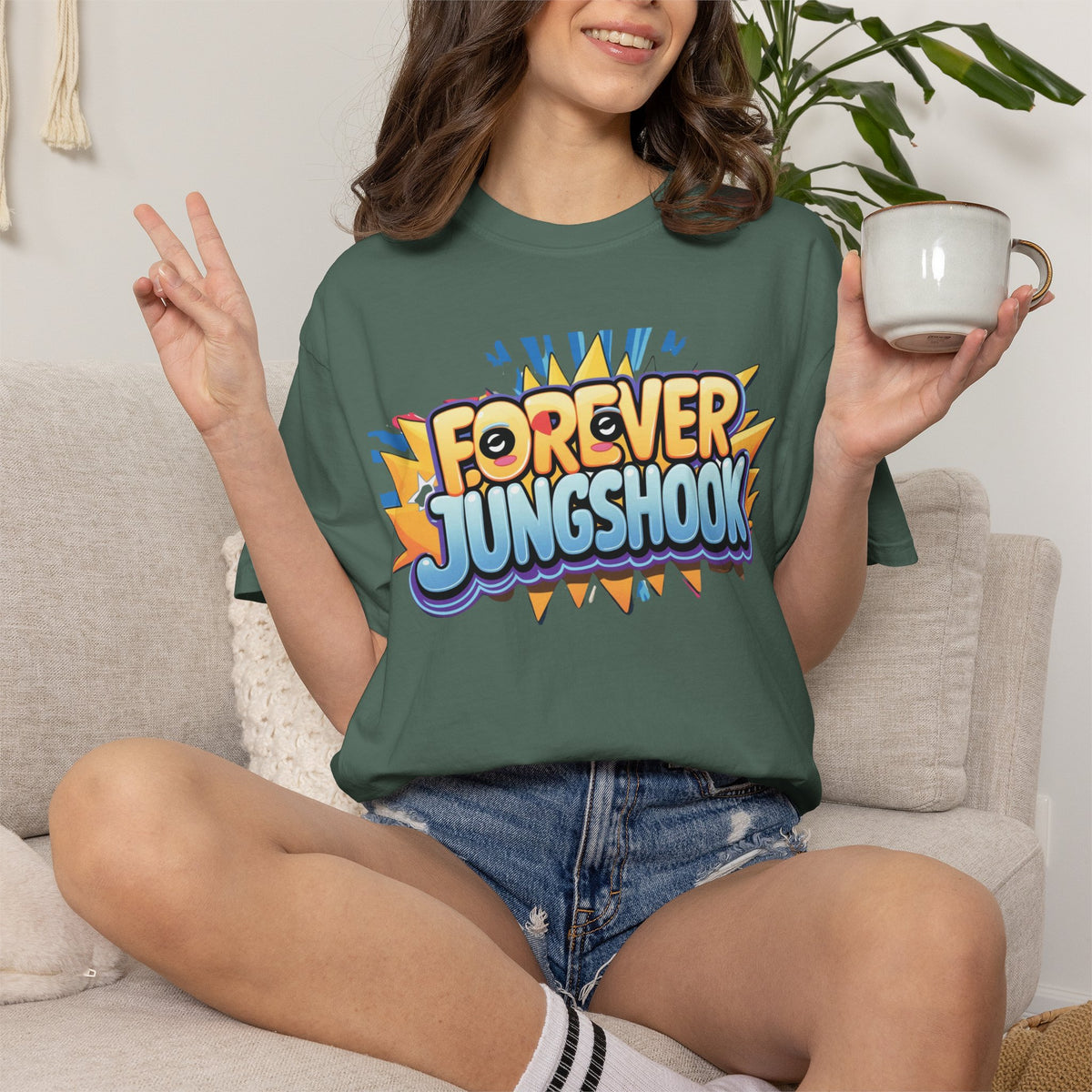 Forever Jungshook T-Shirt — Colorful Fan Graphic Tee