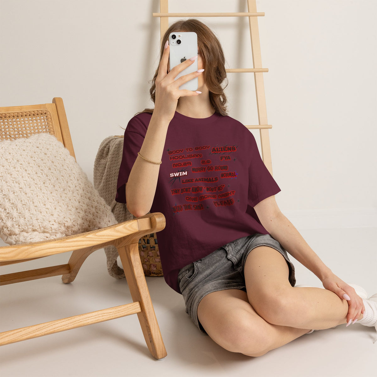 BTS ARIRANG Graphic Tee — Distorted Red Text Band Shirt
