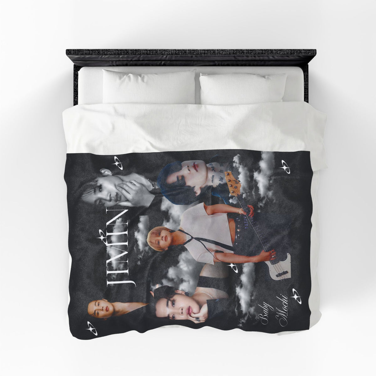 Velveteen Plush Blanket — Jimin Photo Collage Fleece Throw