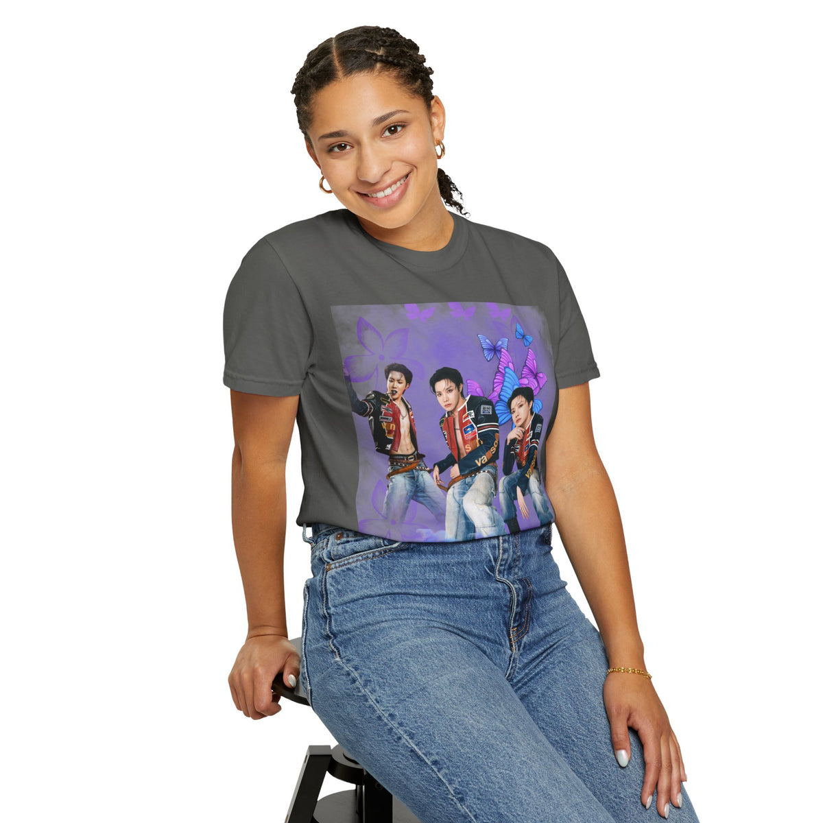 JHOPE Graphic T-Shirt — Purple Floral Portrait Tee