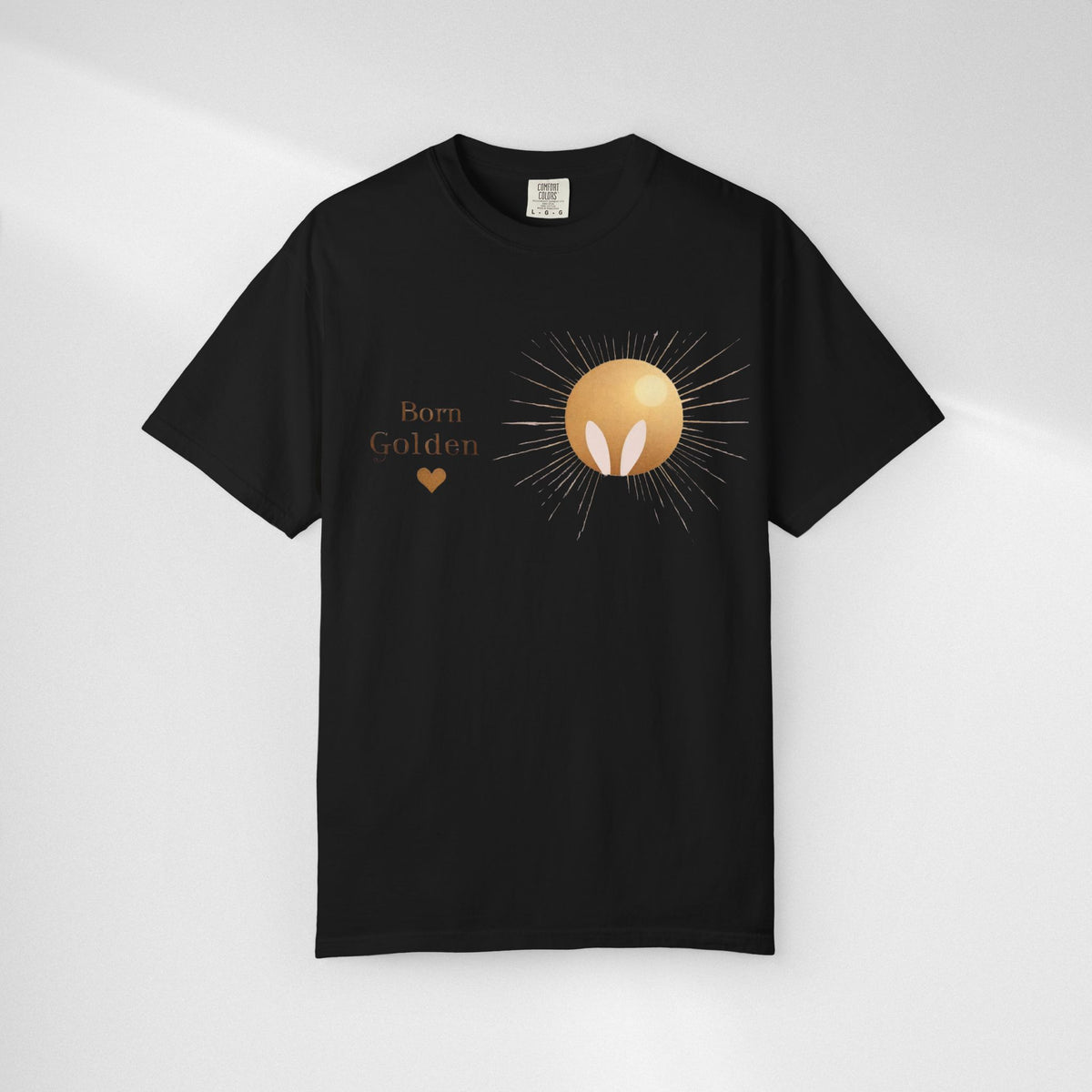 JK Born Golden Tee — Minimal Sun Badge Graphic T-Shirt