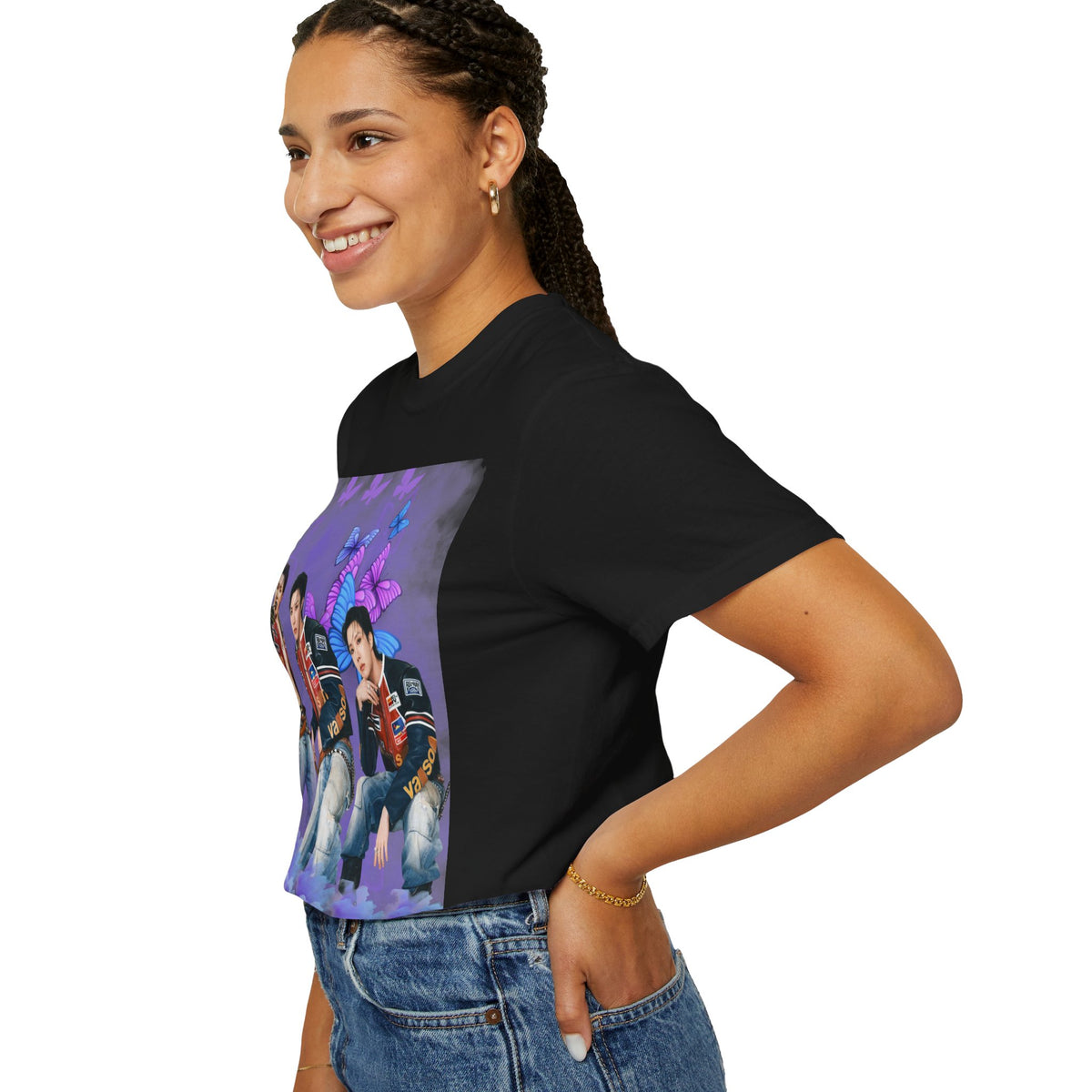 JHOPE Graphic T-Shirt — Purple Floral Portrait Tee
