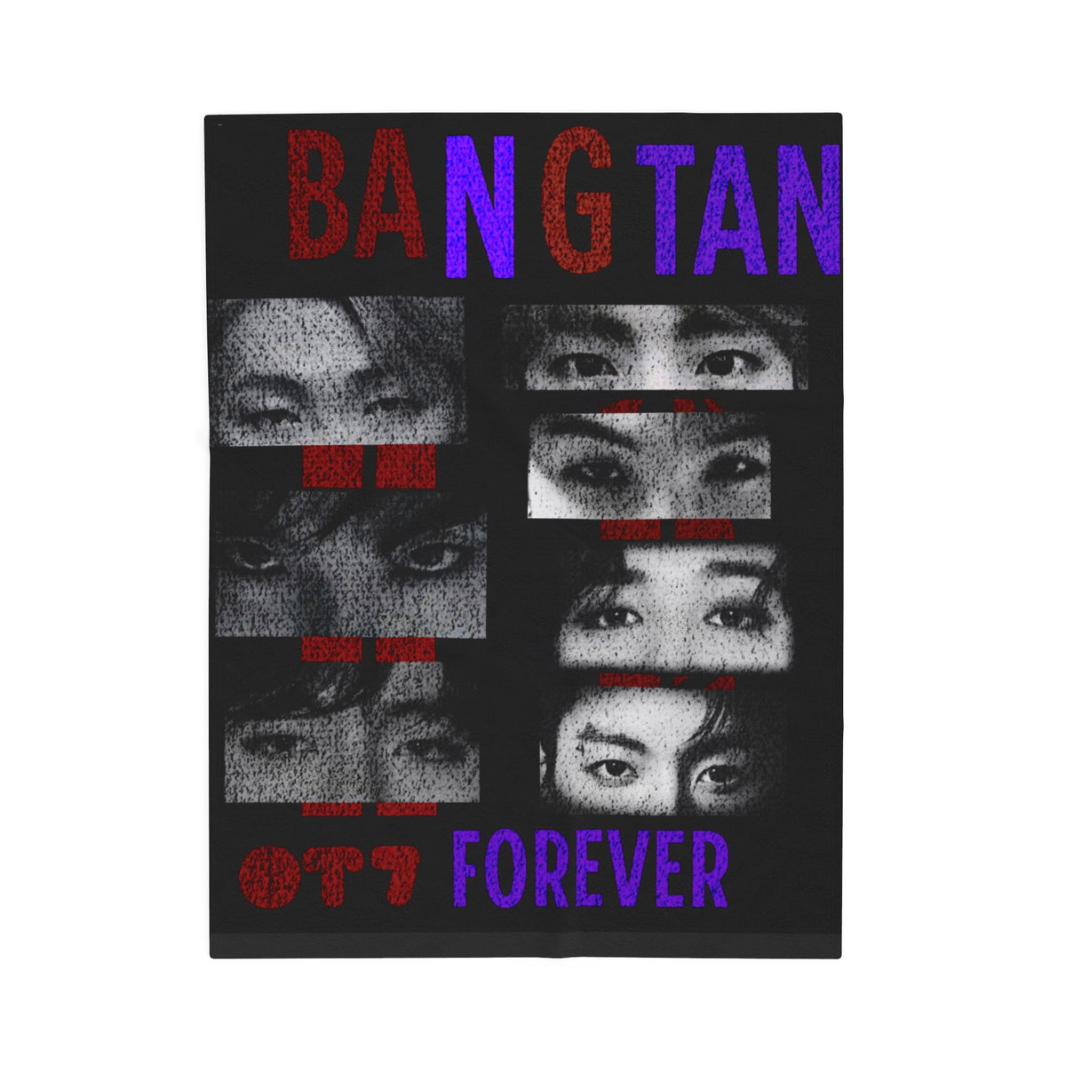 Bangtan Forever Velveteen Plush Blanket — BTS Eyes Collage Throw
