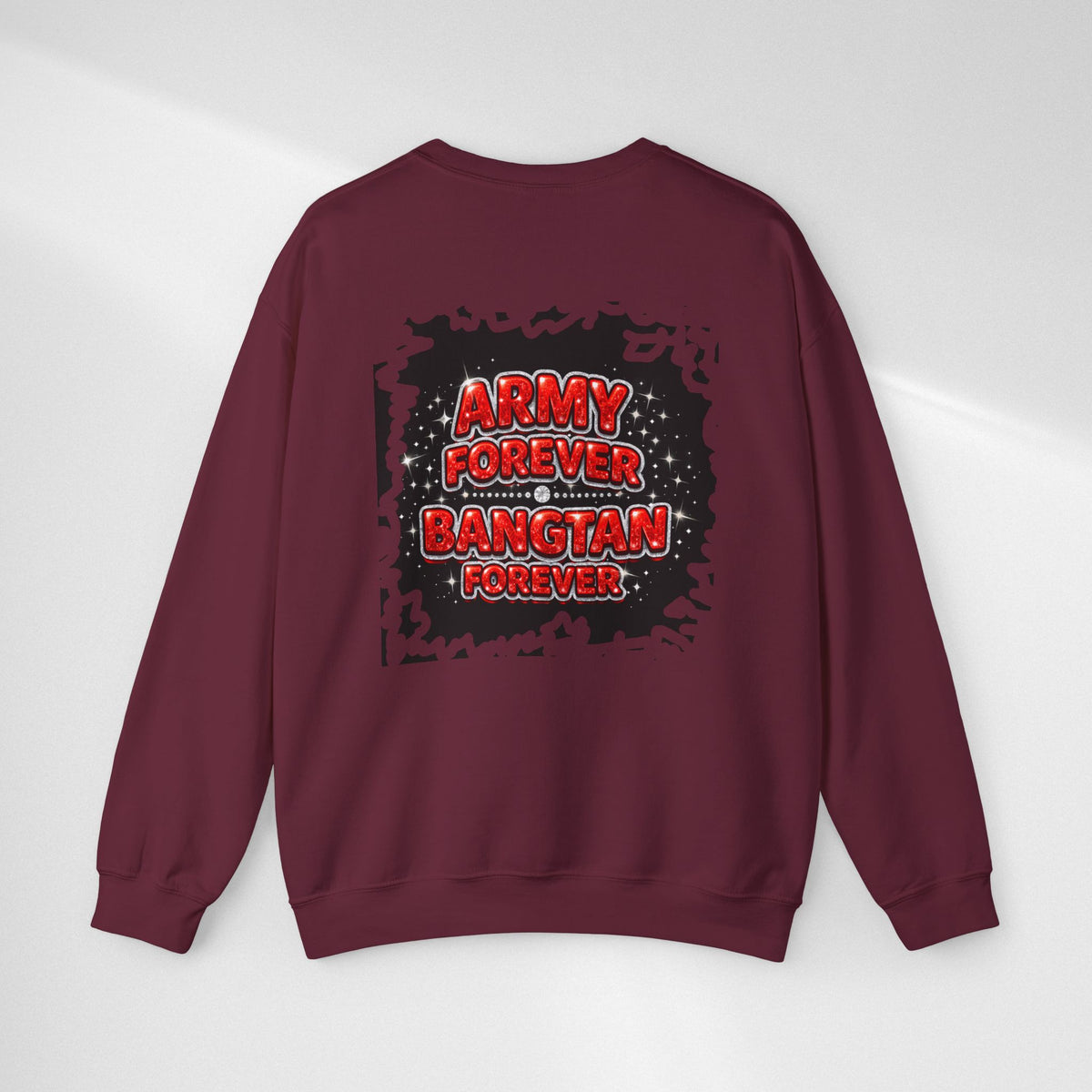 BTS ARMY Crewneck Sweatshirt — “BTS World Tour Arirang” Front & “Army Forever Bangtan Forever” Back