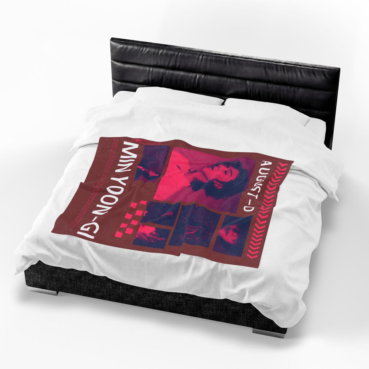 Velveteen Plush Blanket — Min Yoon‑Gi Photo Collage Throw (August‑D Design)