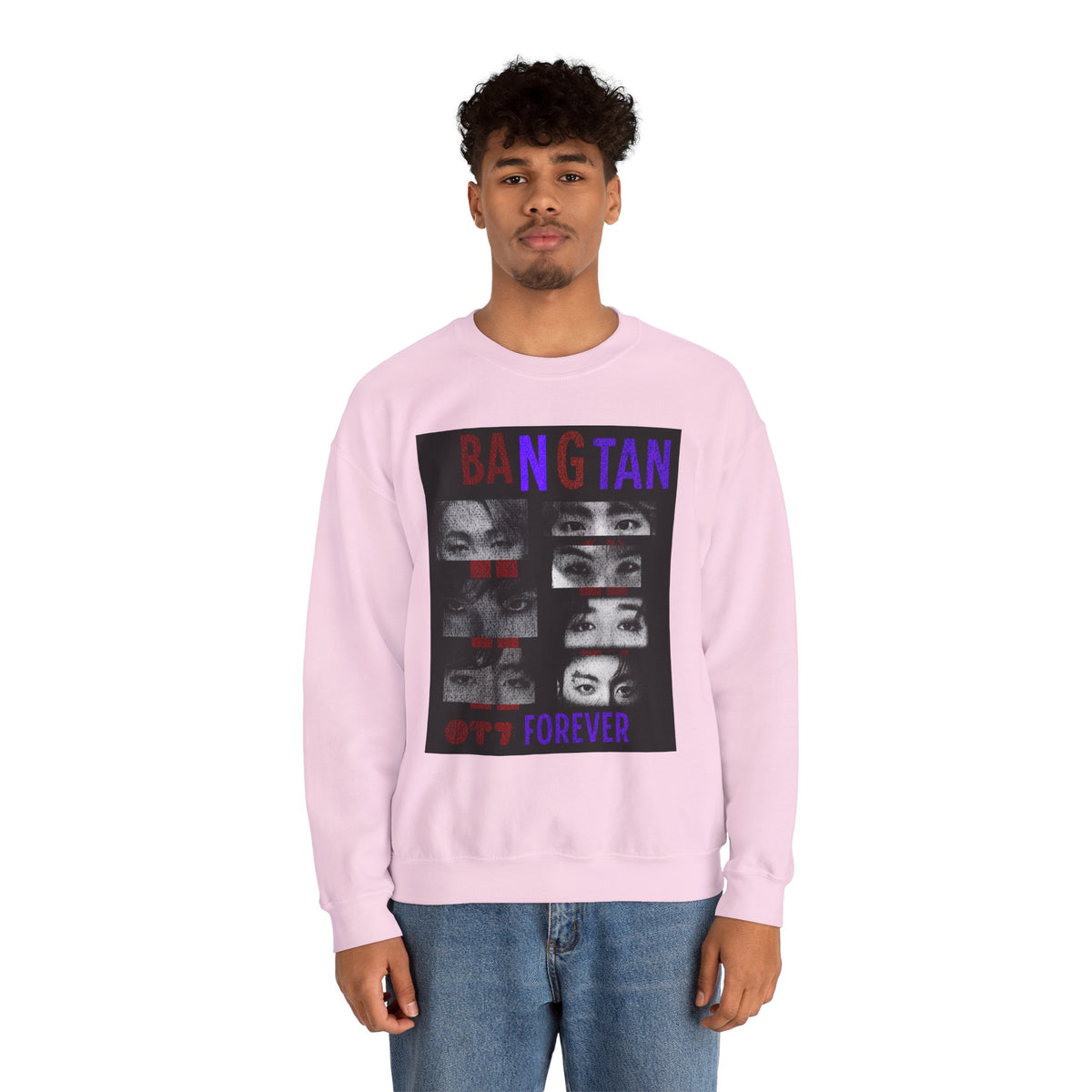 Bangtan Eyes Graphic Sweatshirt — K-Pop Fan Crewneck ("BANGTAN 07 FOREVER")