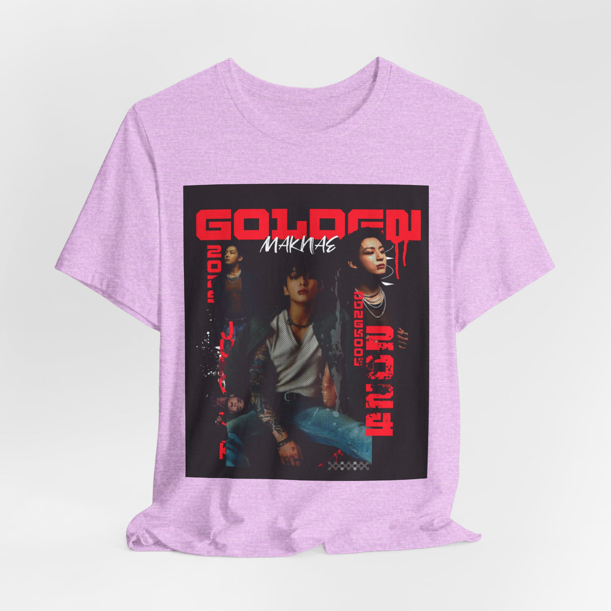 Jungkook Graphic Tee — Golden (Red Text)