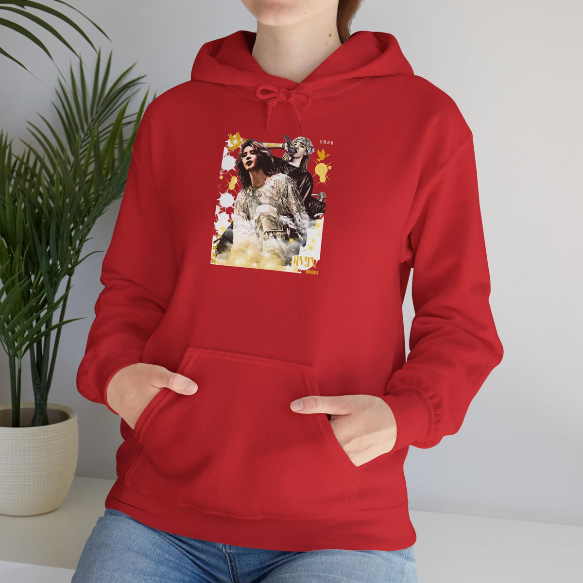 Jimin 95 Hoodie — K-Pop Fan Pullover with Photo Collage Front & Graphic Back