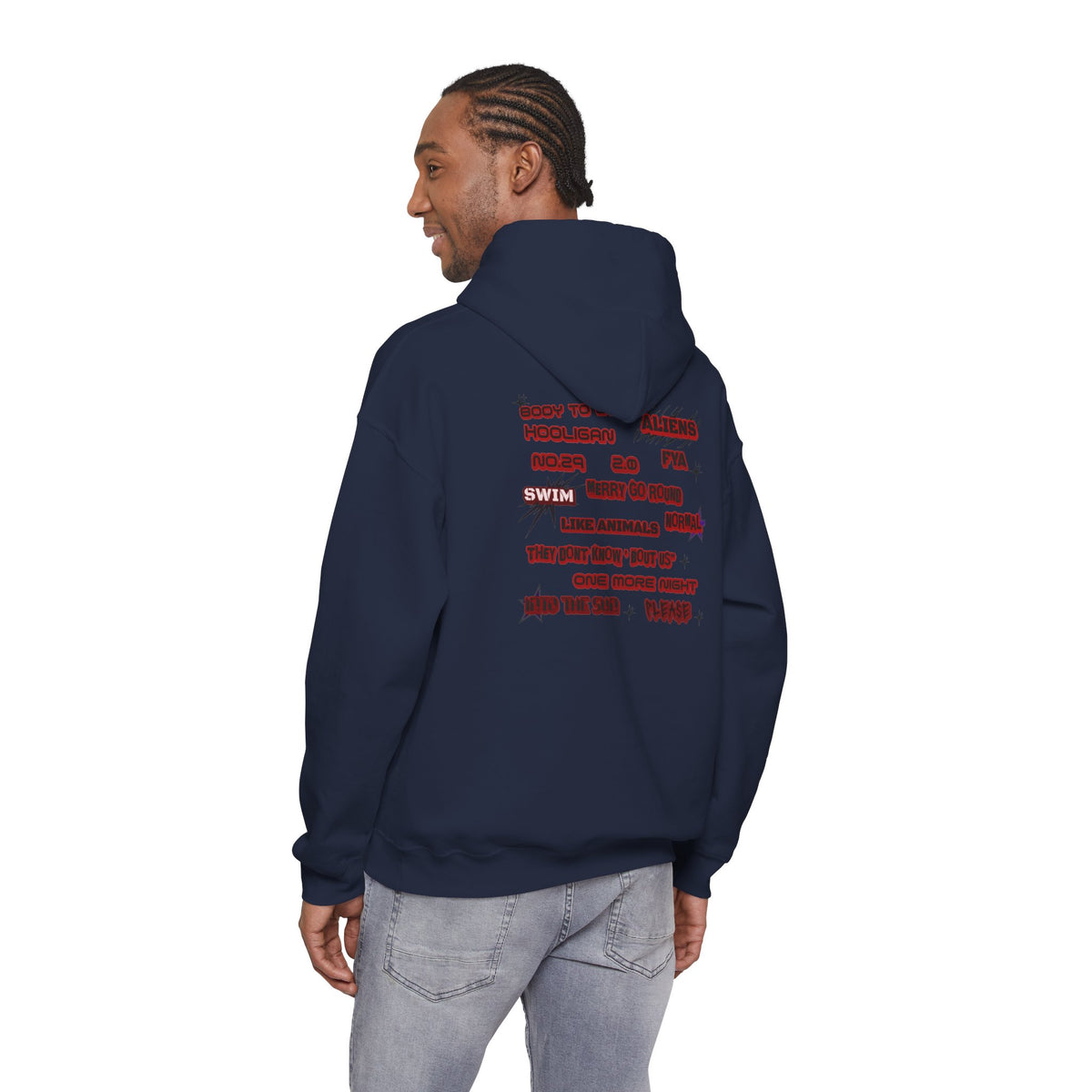 BTS Text Graphic Hoodie —  Red Script Sweatshirt