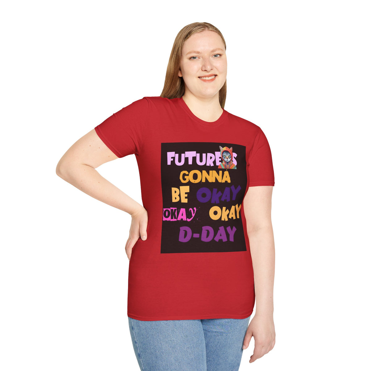 T-Shirt — “Future’s Gonna Be Okay” Positive Cat Graphic Tee
