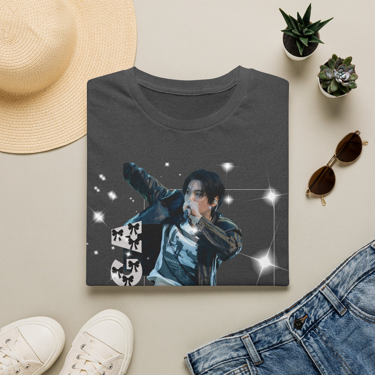 Vintage K-Pop Idol Graphic Tee — "SUGA 93" Sparkle Jersey Shirt