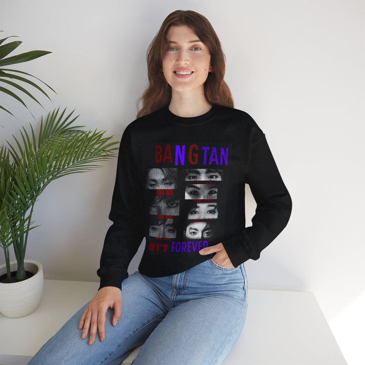 Bangtan Eyes Graphic Sweatshirt — K-Pop Fan Crewneck ("BANGTAN 07 FOREVER")