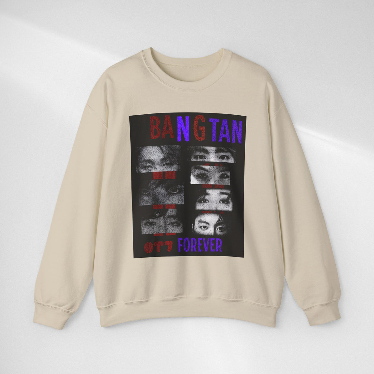 Bangtan Eyes Graphic Sweatshirt — K-Pop Fan Crewneck ("BANGTAN 07 FOREVER")
