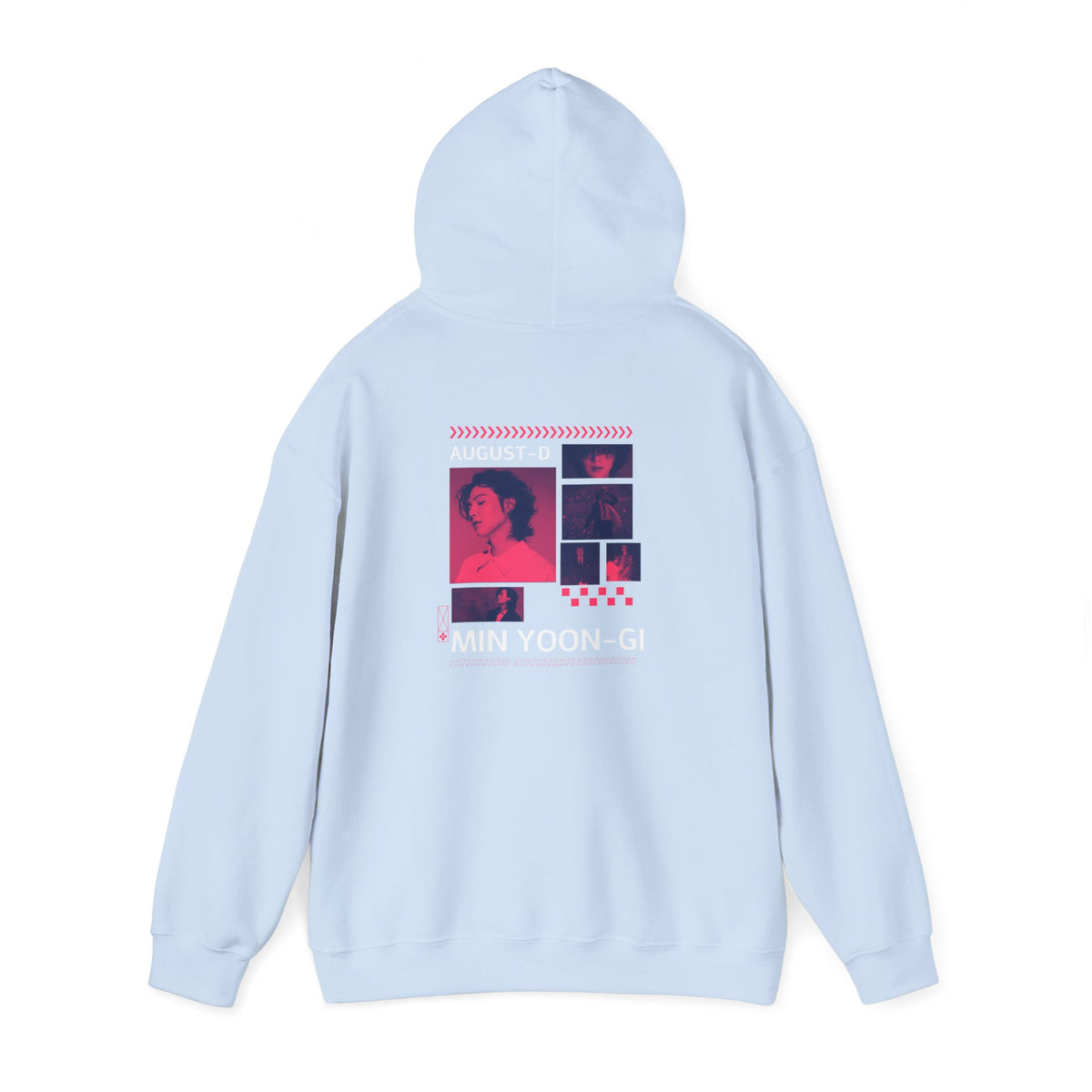 Suga Photo Collage Hoodie — Retro Pink Portraits Grid Design