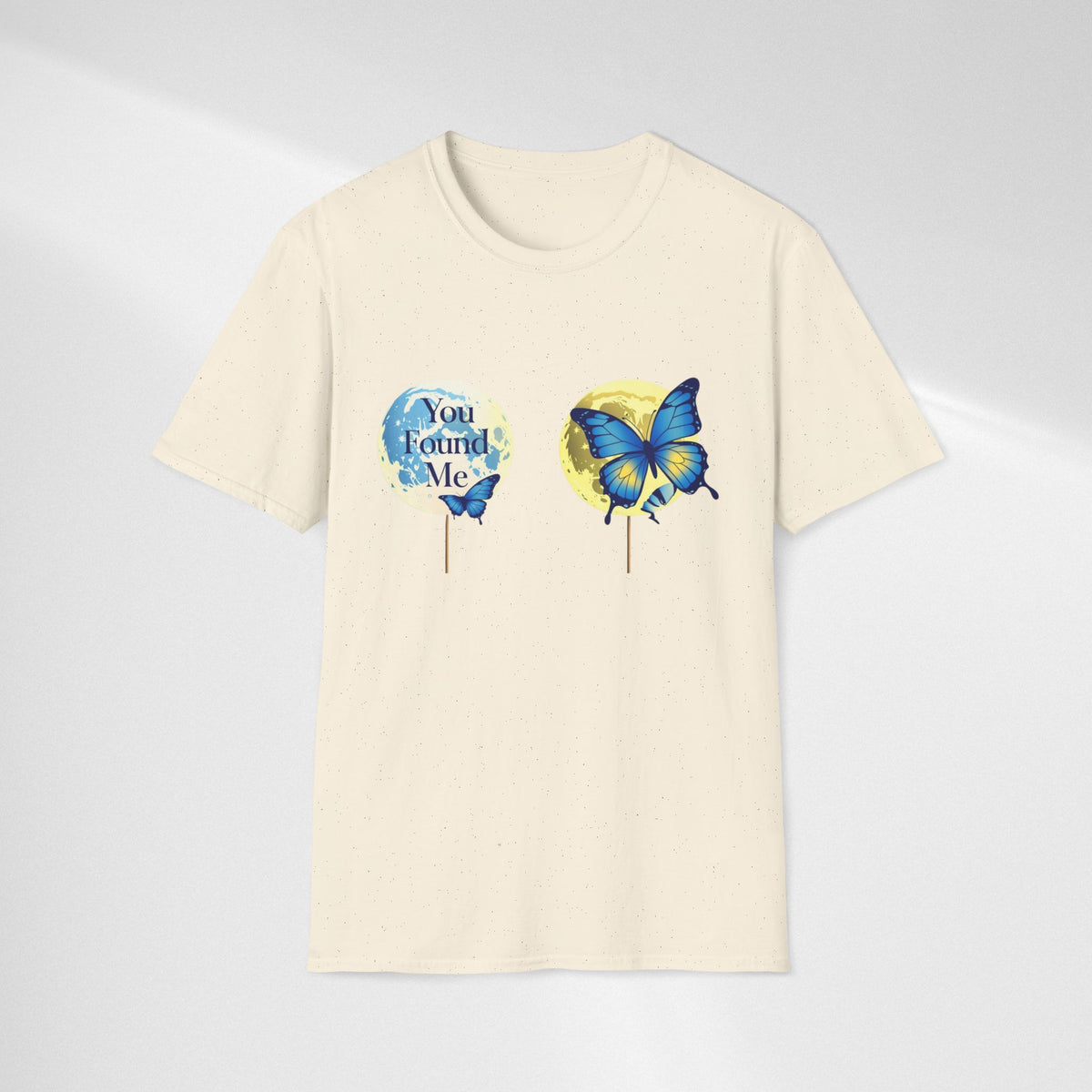T-Shirt — 'You Found Me' Blue & Yellow Butterfly Graphic