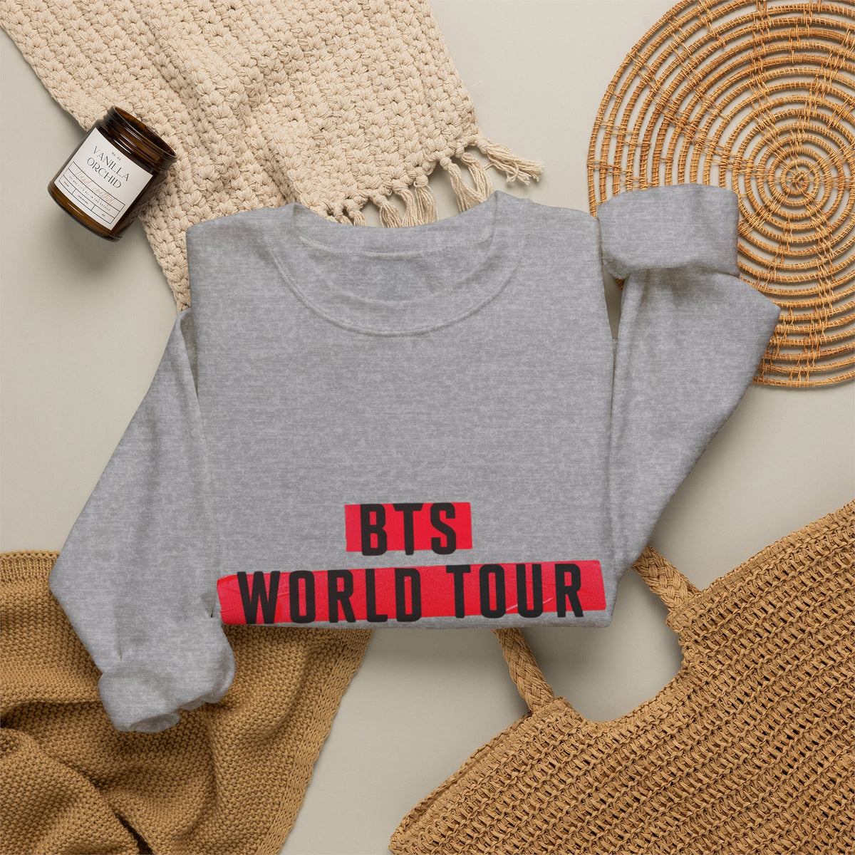 BTS ARMY Crewneck Sweatshirt — “BTS World Tour Arirang” Front & “Army Forever Bangtan Forever” Back