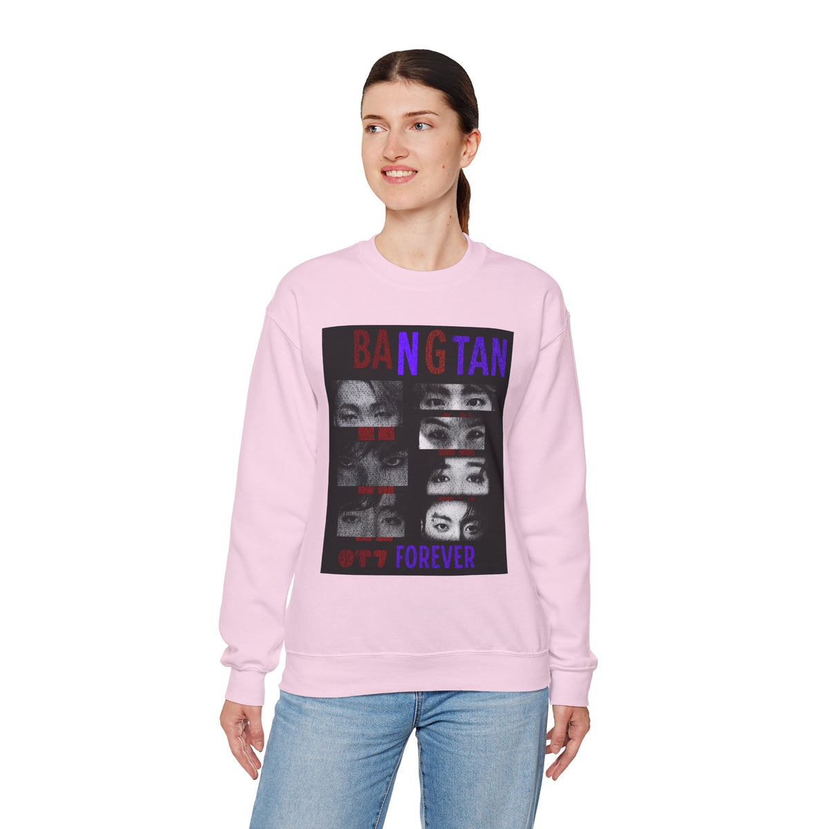 Bangtan Eyes Graphic Sweatshirt — K-Pop Fan Crewneck ("BANGTAN 07 FOREVER")