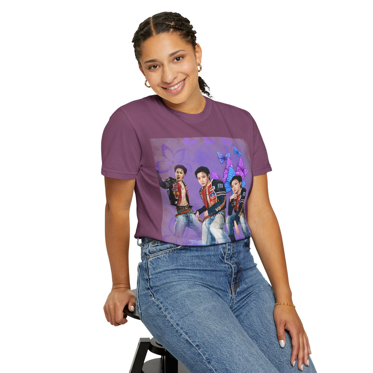 JHOPE Graphic T-Shirt — Purple Floral Portrait Tee