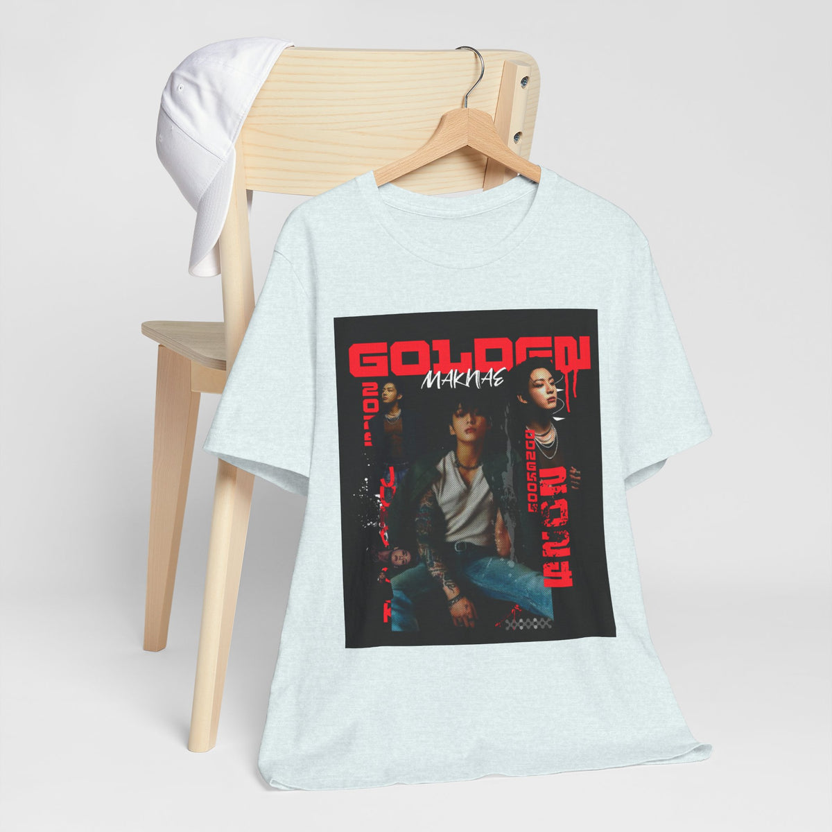 Jungkook Graphic Tee — Golden (Red Text)