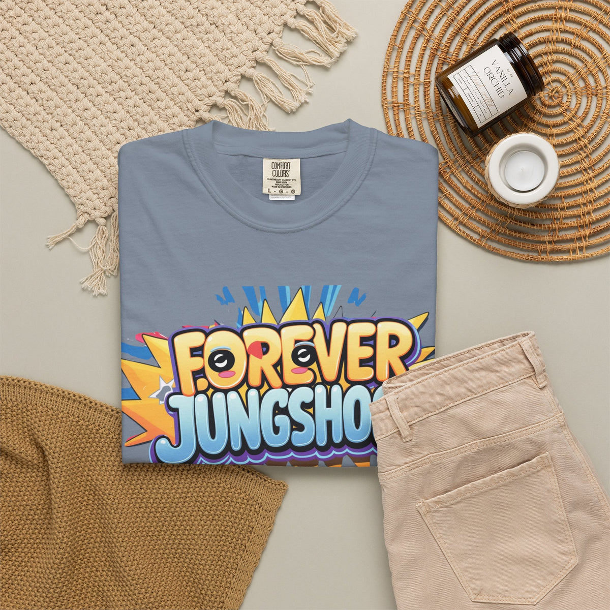 Forever Jungshook T-Shirt — Colorful Fan Graphic Tee