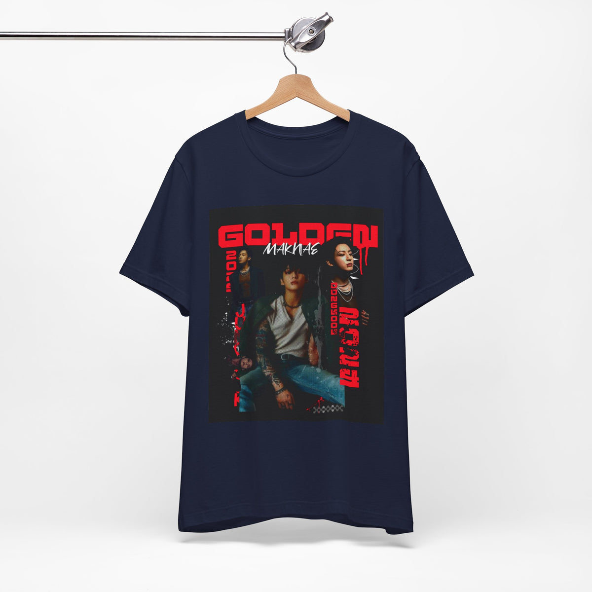 Jungkook Graphic Tee — Golden (Red Text)
