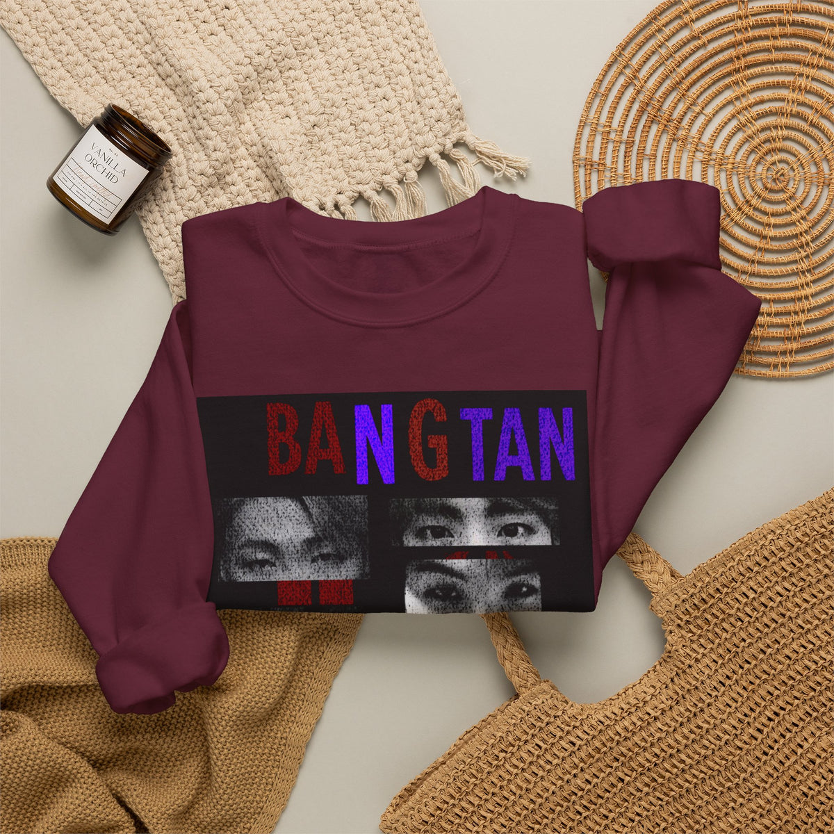 Bangtan Eyes Graphic Sweatshirt — K-Pop Fan Crewneck ("BANGTAN 07 FOREVER")