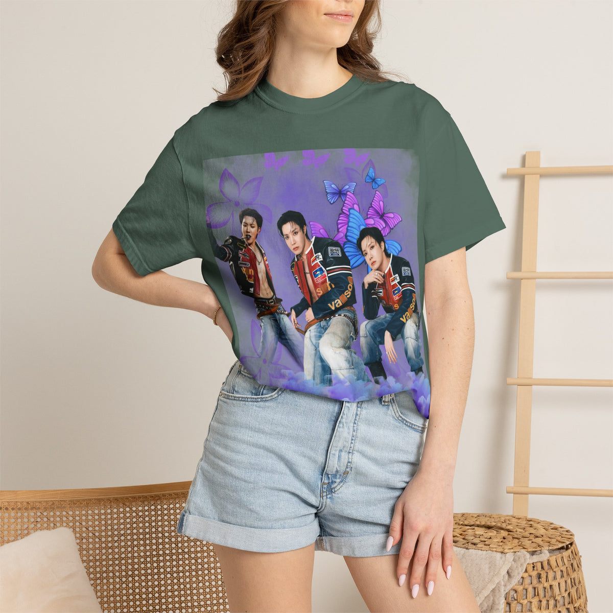 JHOPE Graphic T-Shirt — Purple Floral Portrait Tee