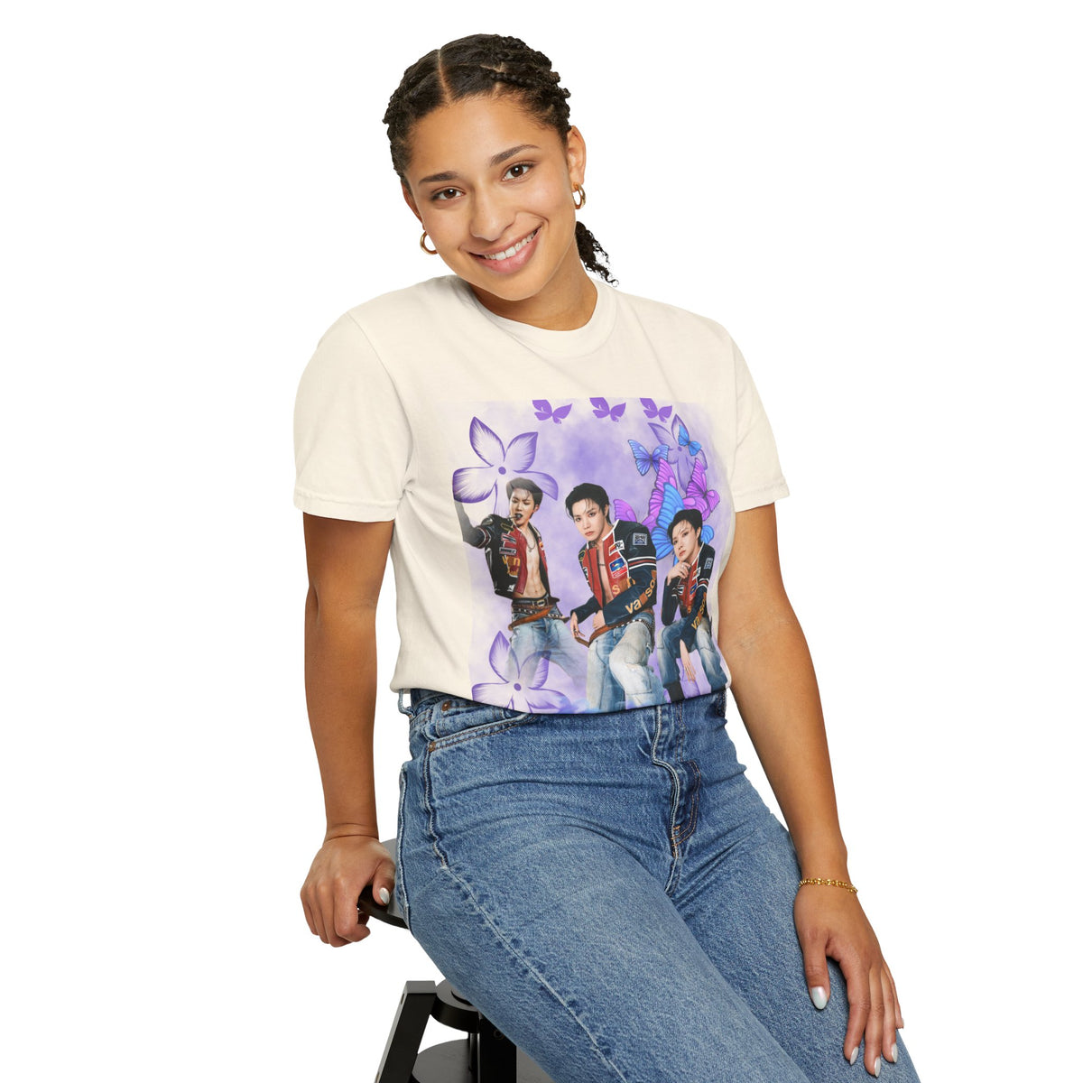 JHOPE Graphic T-Shirt — Purple Floral Portrait Tee