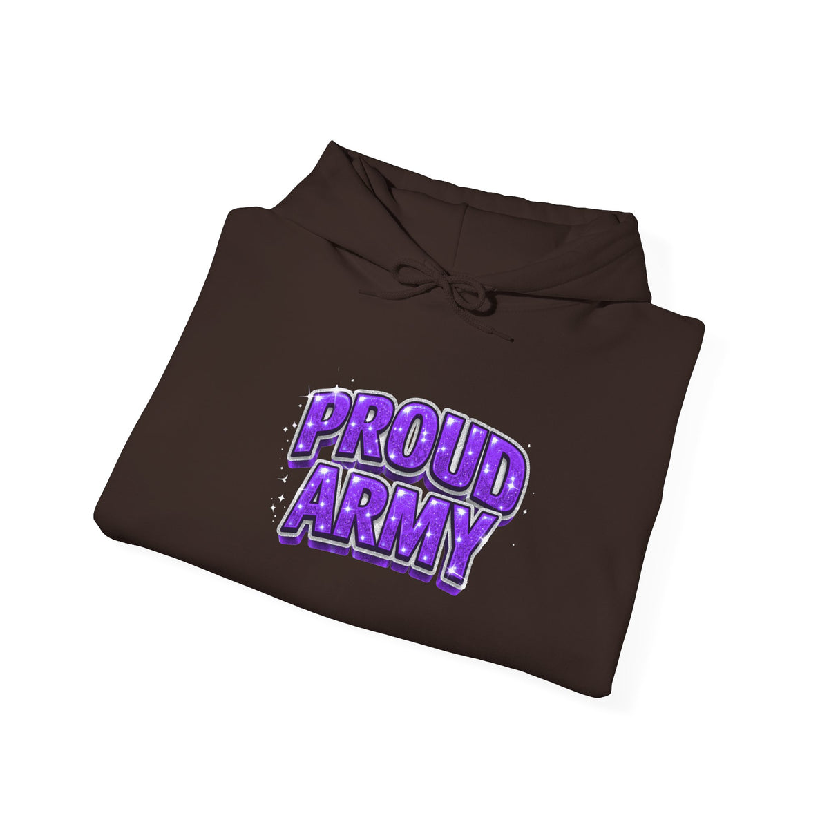 Proud Army Hoodie — Bold Purple Graphic  Pullover