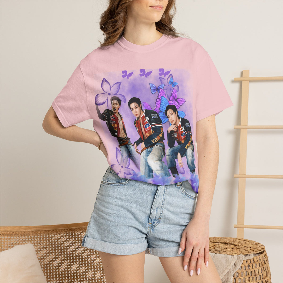 JHOPE Graphic T-Shirt — Purple Floral Portrait Tee