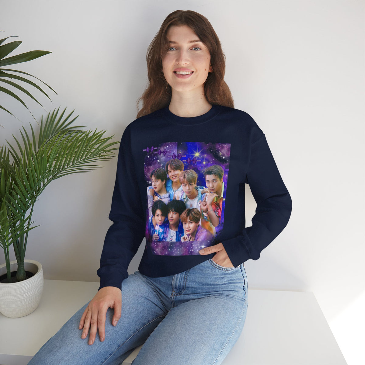 BTS Group Photo Crewneck Sweatshirt — Purple Star Aesthetic