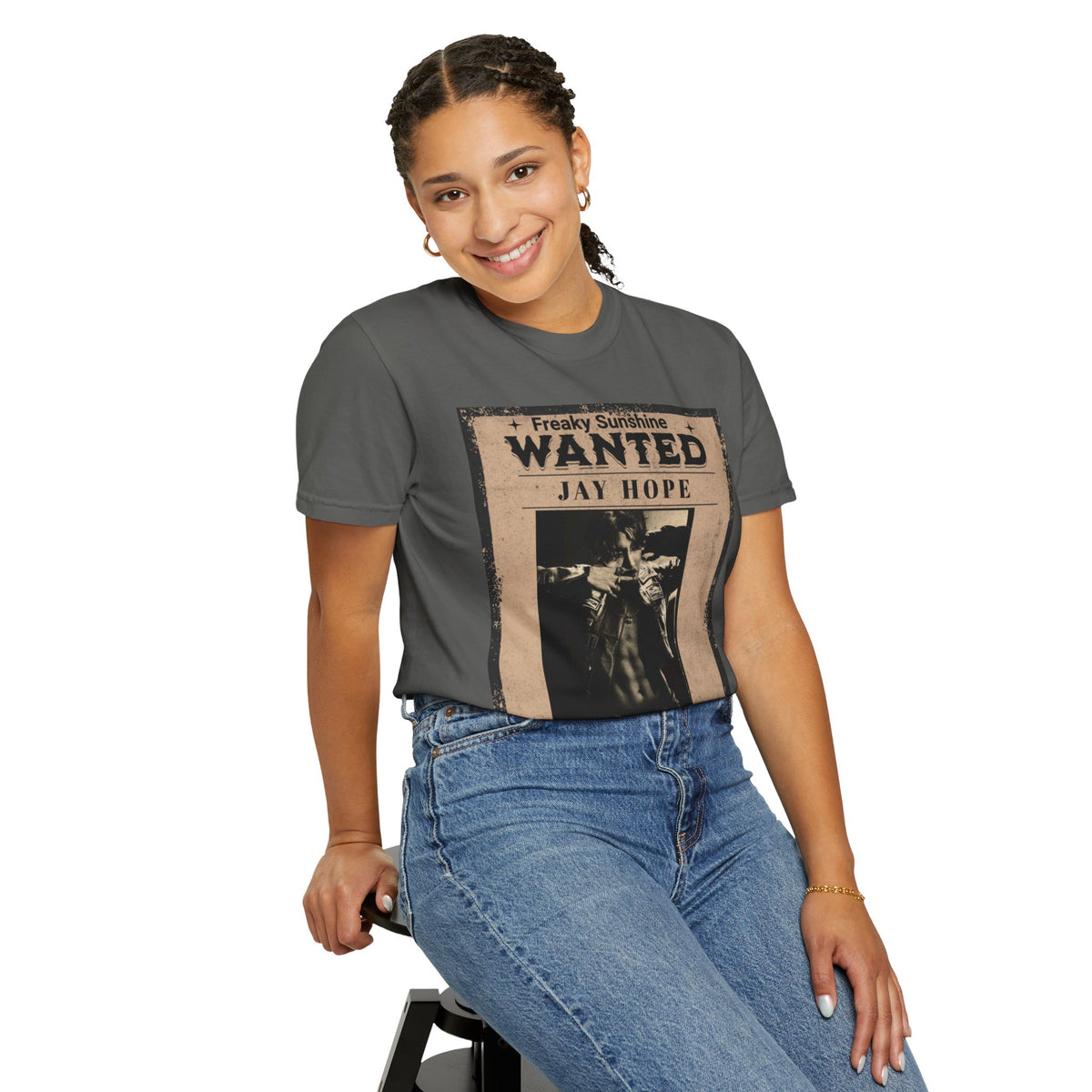 Wanted Poster Graphic T-Shirt — "Freaky Sunshine: Jay Hope" Vintage Style