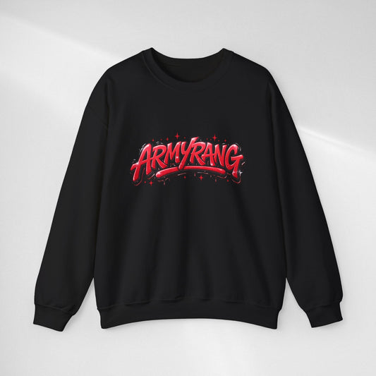Crewneck Sweatshirt — Red 'ARMYRANG' Graffiti Logo