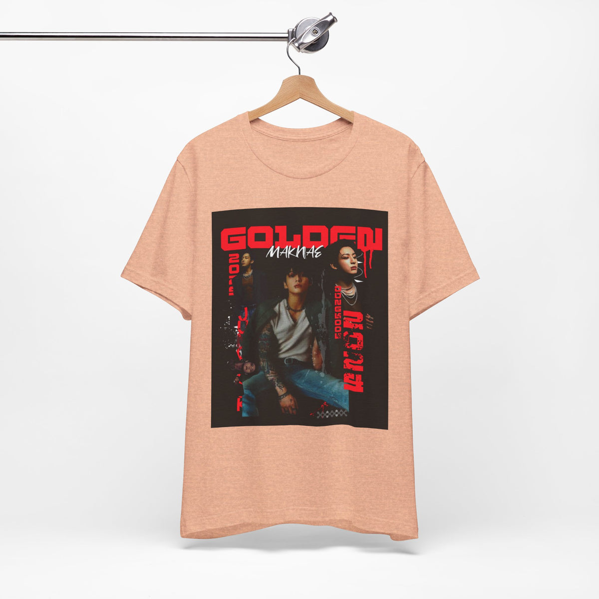 Jungkook Graphic Tee — Golden (Red Text)