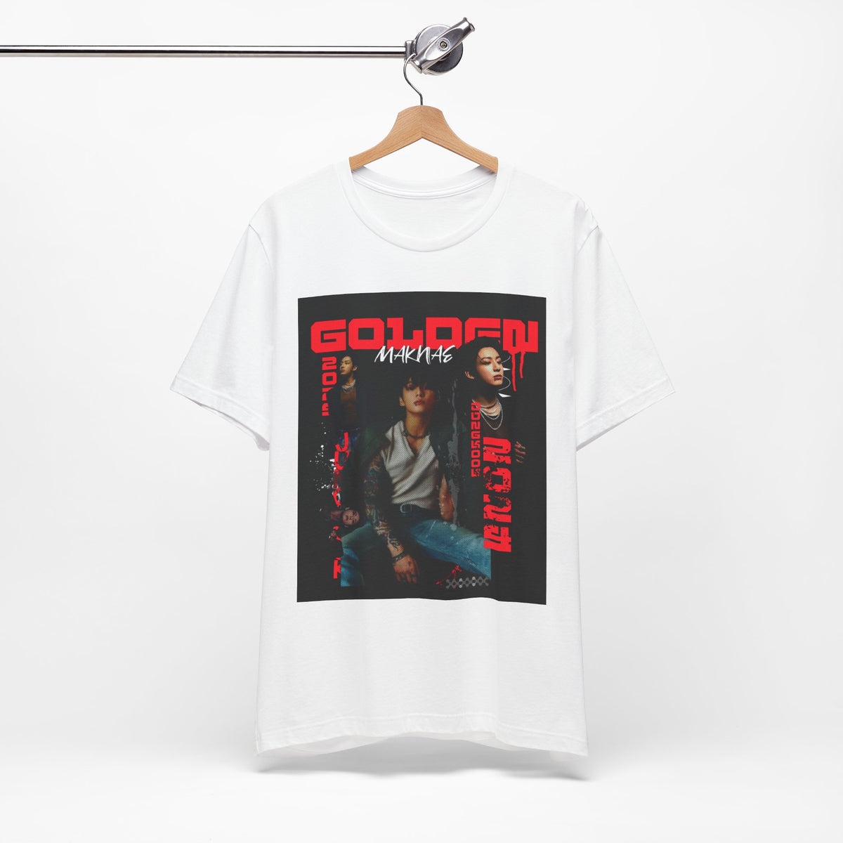 Jungkook Graphic Tee — Golden (Red Text)