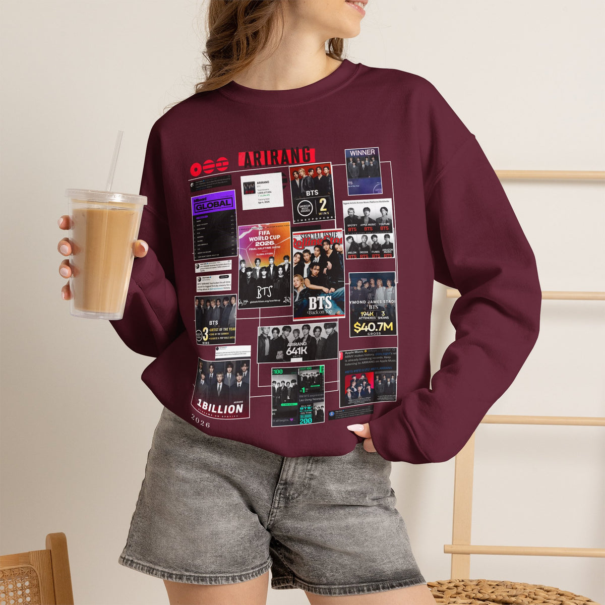 BTS Collage Graphic Crewneck Sweatshirt — Music Poster Design