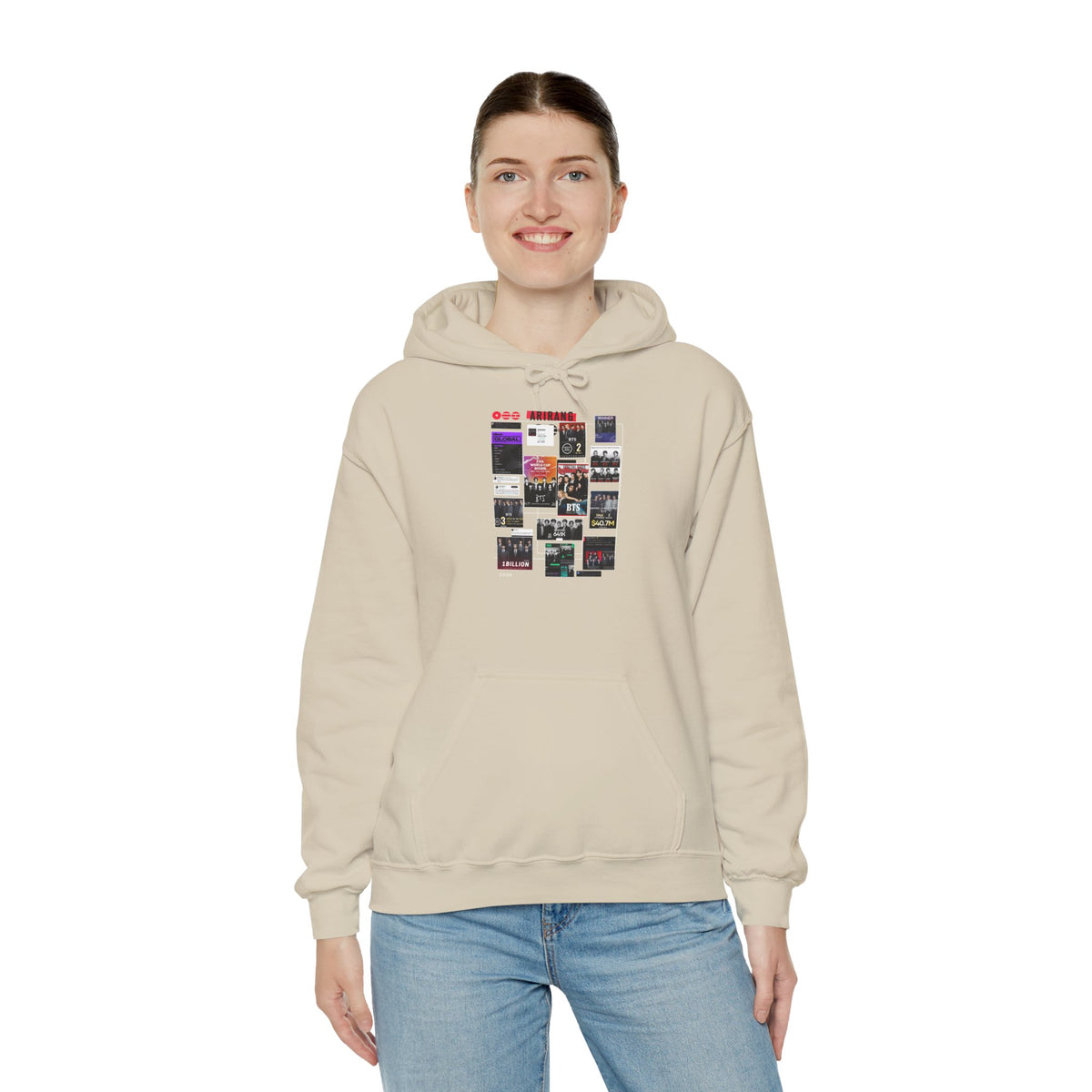 BTS Collage Hoodie — Retro Music Posters Graphic Sweatshirt