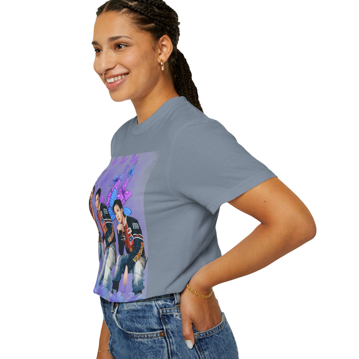 JHOPE Graphic T-Shirt — Purple Floral Portrait Tee